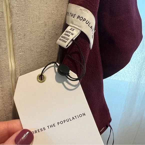 Dress the Population One-Shoulder Wine Sheath Dress XS NWT - Picture 11 of 12